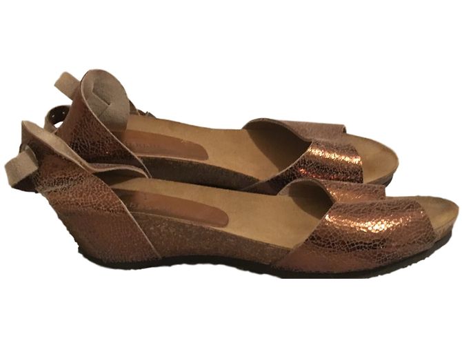 Autre Marque Sandali con zeppa Bagatt pelle metallizzata 38 Metallico - vista 2