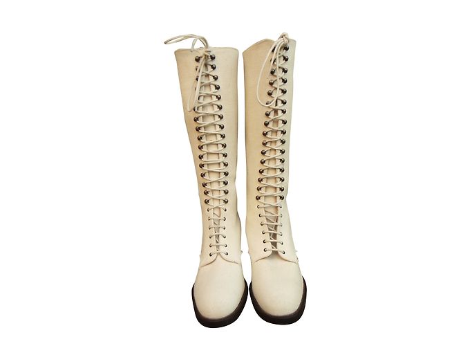 Free Lance Boots White Leather and Cloth Size 37 - view 2