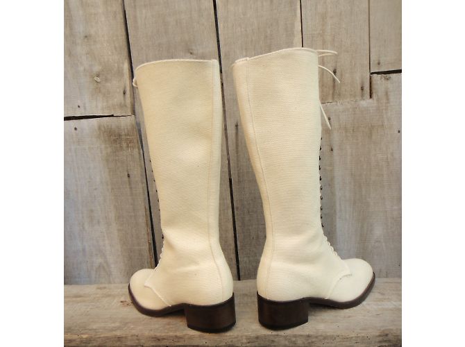 Free Lance Boots White Leather and Cloth Size 37 - view 7