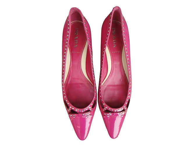 Bailarinas Prada Rosa de Charol con Tachuelas - vista 2