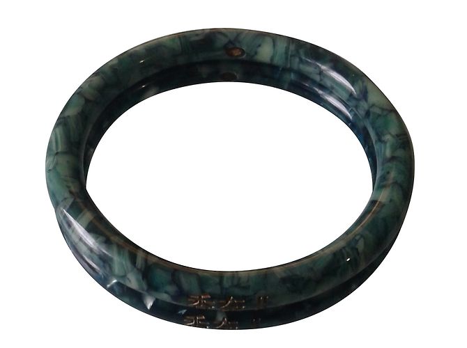 Bracciale Chanel Logo Cuore in Resina Crema Verde Oliva Crudo - vista 2