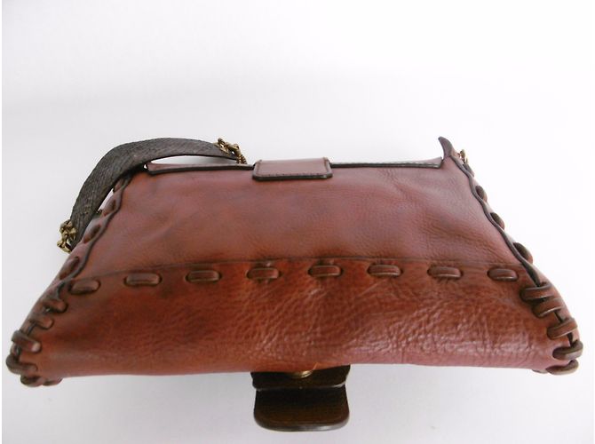 Chloé Chloe Couro Python Skin Flap Bolsa De Ombro - vista 13