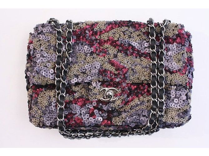 Chanel Borsa con patta singola con paillettes Multicolore - vista 8