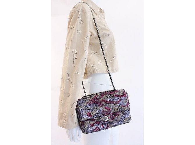 Chanel Borsa con patta singola con paillettes Multicolore - vista 9