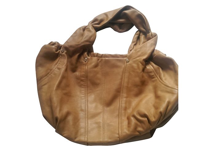 Borsa Uterque in pelle d'agnello marrone - vista 2