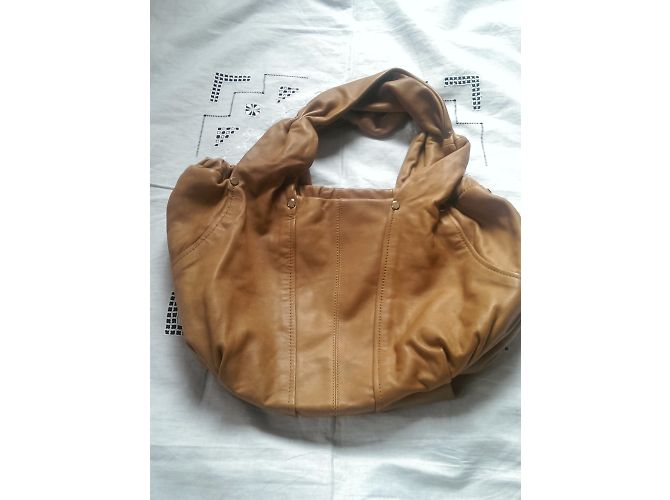 Borsa Uterque in pelle d'agnello marrone - vista 3