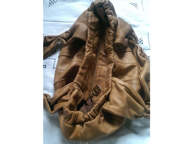Borsa Uterque in pelle d'agnello marrone - vista 7