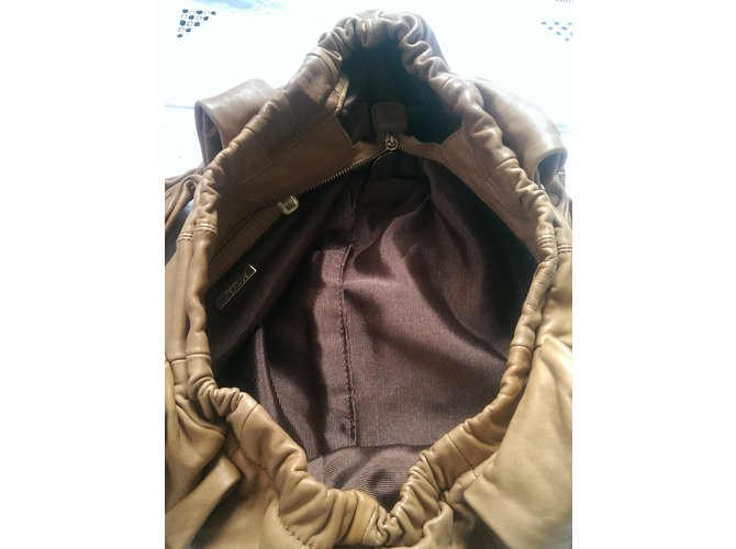 Borsa Uterque in pelle d'agnello marrone - vista 9