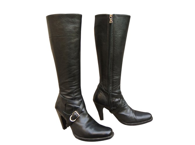 Botas Prada de cuero negro 36.5IT - vista 2