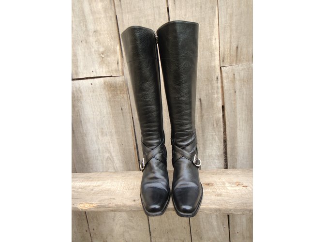 Botas Prada de cuero negro 36.5IT - vista 5