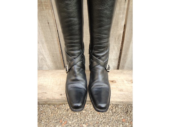 Botas Prada de cuero negro 36.5IT - vista 8