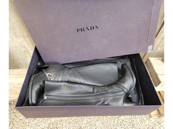 Botas Prada de cuero negro 36.5IT - vista 9