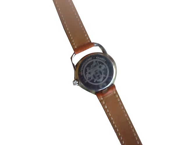 Relógio Hermès Arceau banhado a ouro e aço com pulseira de couro Marrom - vista 2