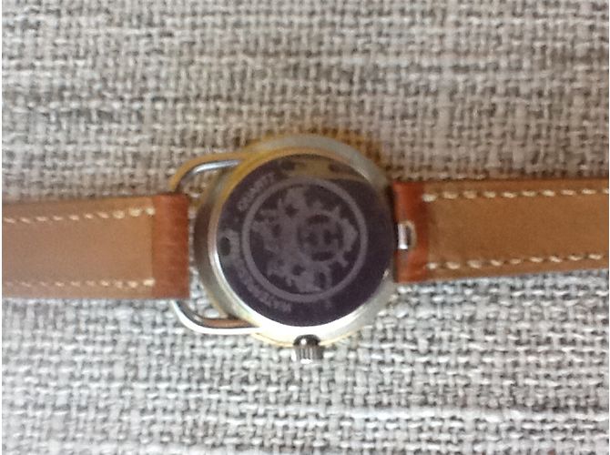 Relógio Hermès Arceau banhado a ouro e aço com pulseira de couro Marrom - vista 6