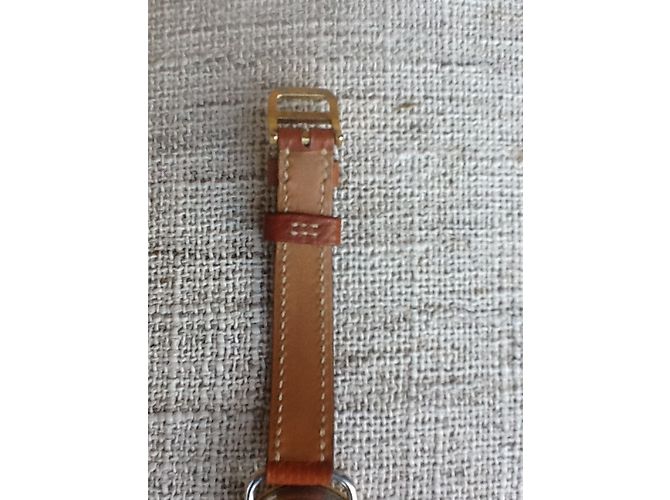 Relógio Hermès Arceau banhado a ouro e aço com pulseira de couro Marrom - vista 8