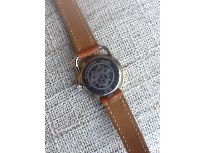 Relógio Hermès Arceau banhado a ouro e aço com pulseira de couro Marrom - vista 9
