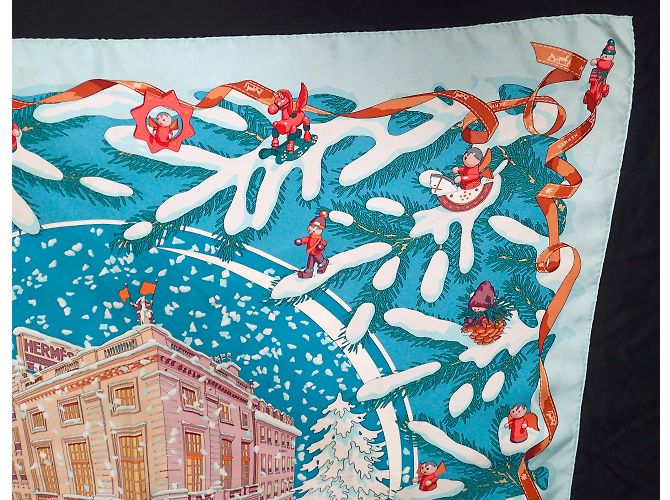 Hermès Silk scarf White Blue - view 10