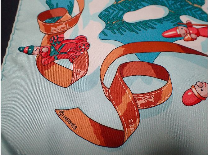 Hermès Silk scarf White Blue - view 8
