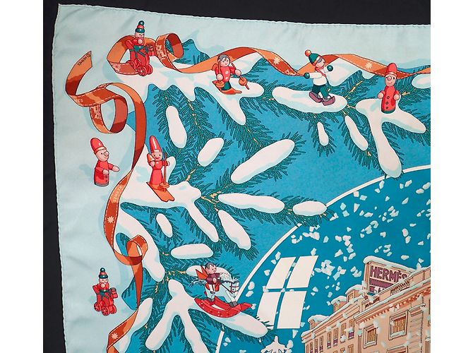 Hermès Silk scarf White Blue - view 9