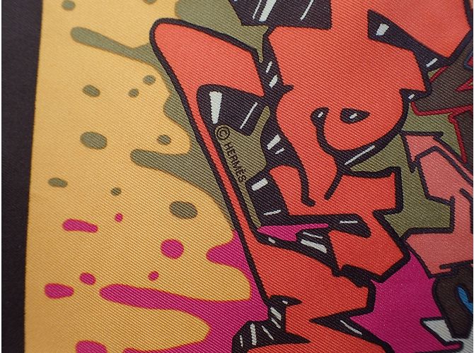 Hermès Seiden Schals Orange Dunkelbraun - Ansicht 6
