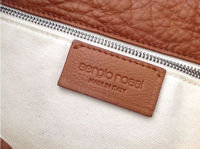 Borsa a mano Sergio Rossi in pelle color cammello Caramello - vista 3
