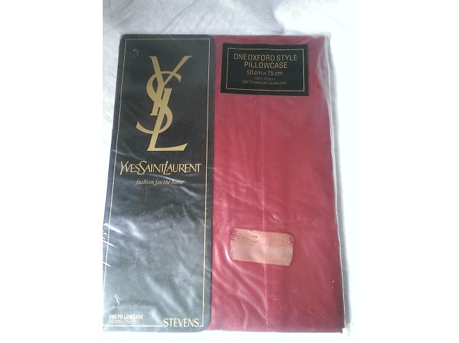 Fundas de almohada Yves Saint Laurent de algodón negro azul burdeos - vista 2