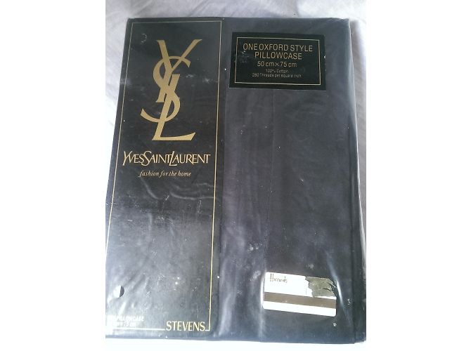 Fundas de almohada Yves Saint Laurent de algodón negro azul burdeos - vista 3