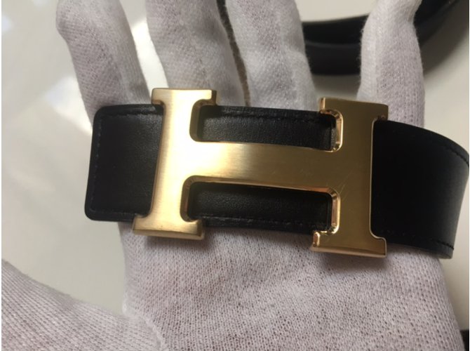 Hermès Gürtel Schwarz Creme - Ansicht 8