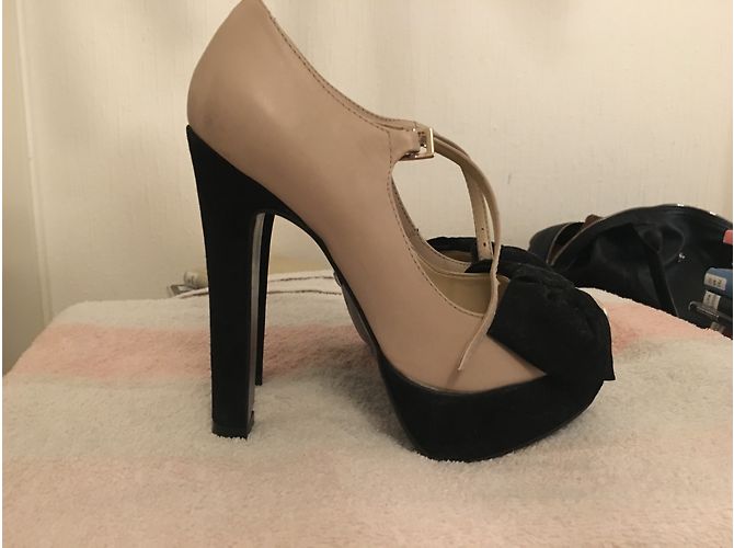 Buffalo London Absatzschuhe Schwarz Weiß Leder - Ansicht 3