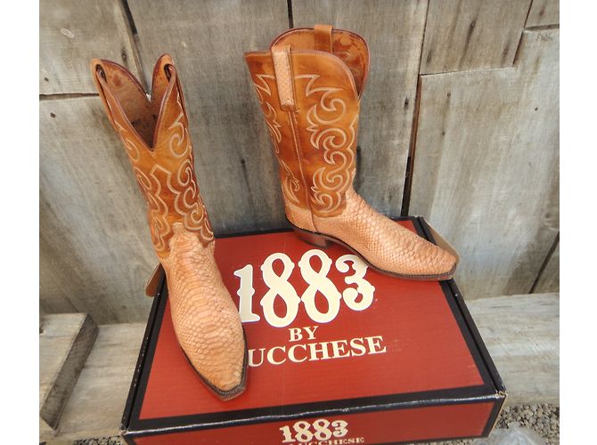 Autre Marque Lucchese N7899 Stiefel Beige Ziege und Python - Ansicht 4