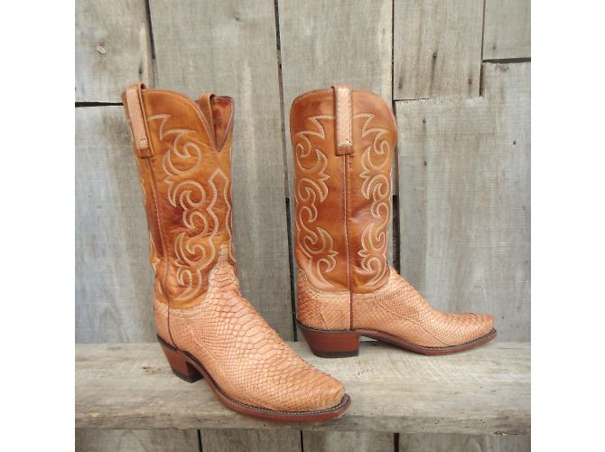 Autre Marque Lucchese N7899 Stiefel Beige Ziege und Python - Ansicht 5