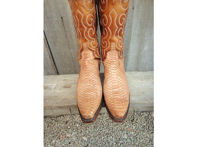 Autre Marque Lucchese N7899 Stiefel Beige Ziege und Python - Ansicht 6