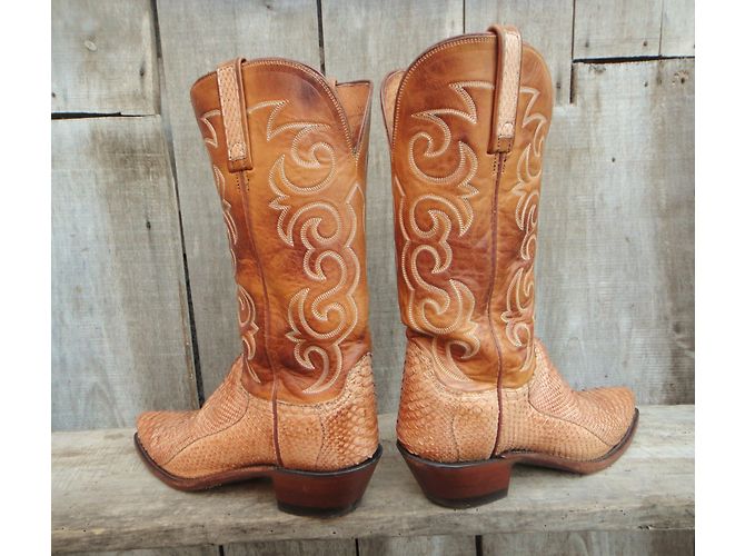 Autre Marque Lucchese N7899 Stiefel Beige Ziege und Python - Ansicht 7