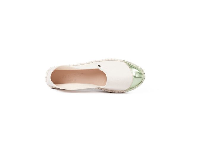 Autre Marque Espadrillas Ori & Occi in cotone bianco e pelle verde 41 - vista 3