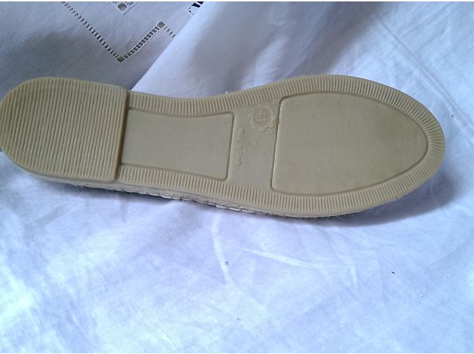 Autre Marque Espadrillas Ori & Occi in cotone bianco e pelle croco beige 41 Marrone - vista 10
