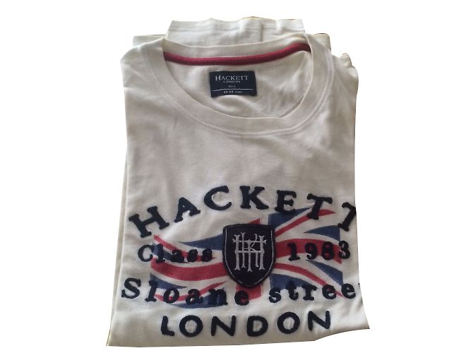 T-shirt Hackett London Union Jack bordada em algodão manga comprida Marfim Fora de branco - vista 2