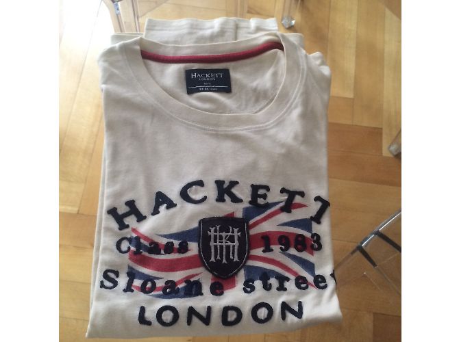 T-shirt Hackett London Union Jack bordada em algodão manga comprida Marfim Fora de branco - vista 3