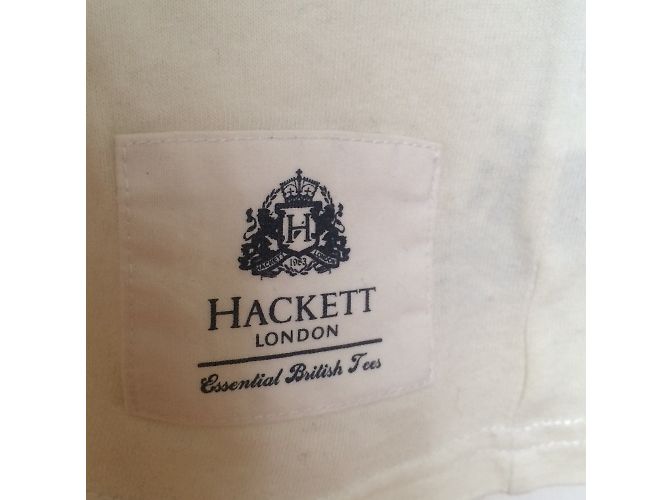 T-shirt Hackett London Union Jack bordada em algodão manga comprida Marfim Fora de branco - vista 6
