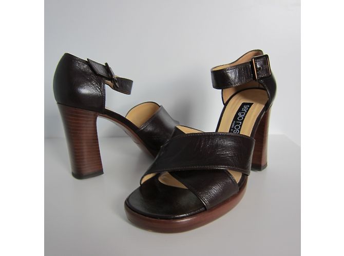 Sandali Sergio Rossi in pelle marrone - vista 4