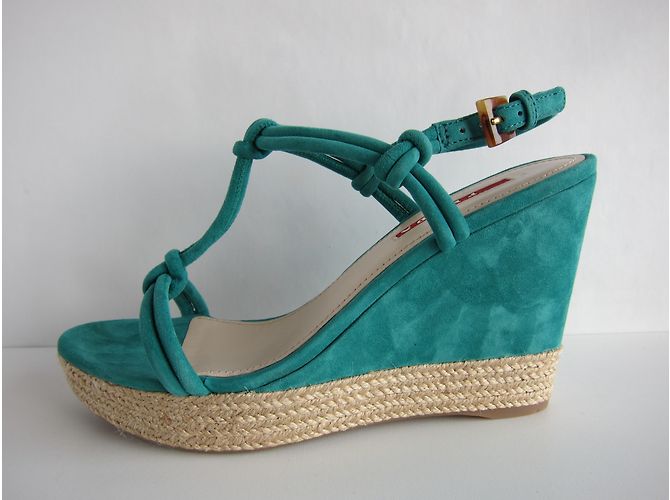 Prada Emerald Suede Platform Sandals Green - view 3