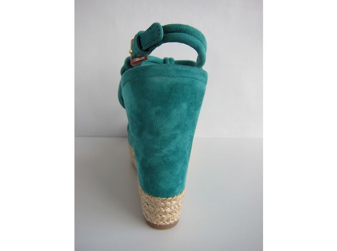 Prada Emerald Suede Platform Sandals Green - view 6