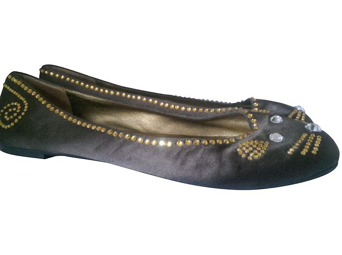 Marc by Marc Jacobs Mouse Ballerinas aus Leder und Khaki Satin Golden - Ansicht 2