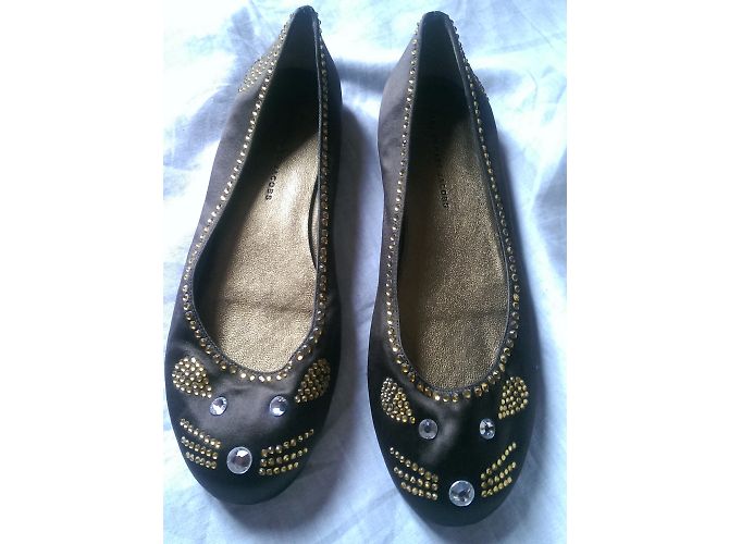 Marc by Marc Jacobs Mouse Ballerinas aus Leder und Khaki Satin Golden - Ansicht 3