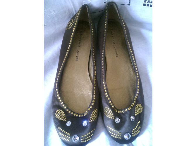 Marc by Marc Jacobs Mouse Ballerinas aus Leder und Khaki Satin Golden - Ansicht 4