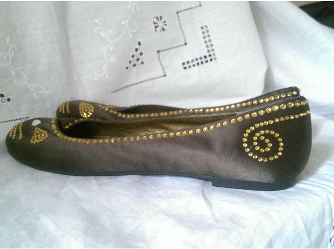 Marc by Marc Jacobs Mouse Ballerinas aus Leder und Khaki Satin Golden - Ansicht 6