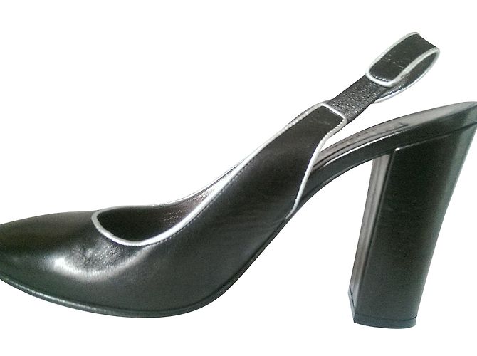 Décolleté Loewe in pelle nera e argento 38 Nero - vista 2