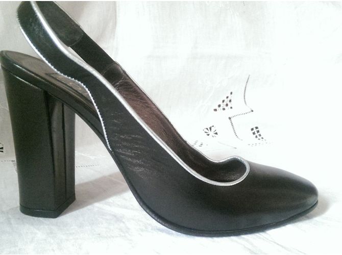 Décolleté Loewe in pelle nera e argento 38 Nero - vista 3
