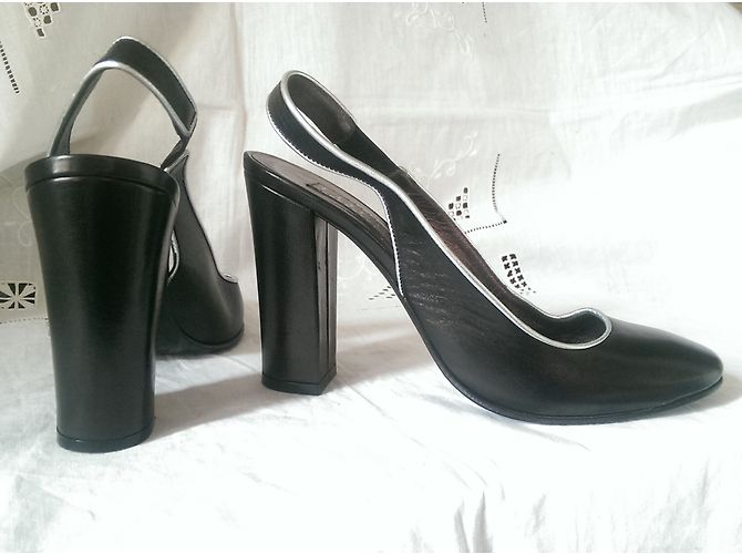 Décolleté Loewe in pelle nera e argento 38 Nero - vista 5