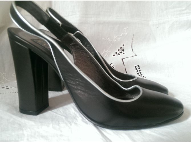 Décolleté Loewe in pelle nera e argento 38 Nero - vista 6