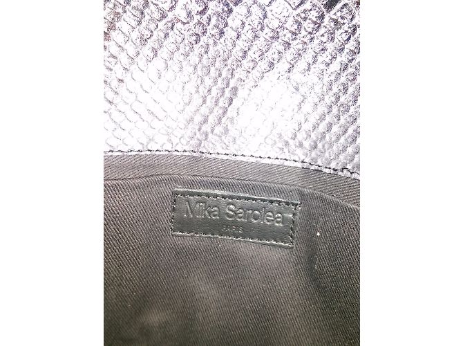 Mika Sarolea Clutch Bag Effekt Reptil Leder Dunkelgrau - Ansicht 3